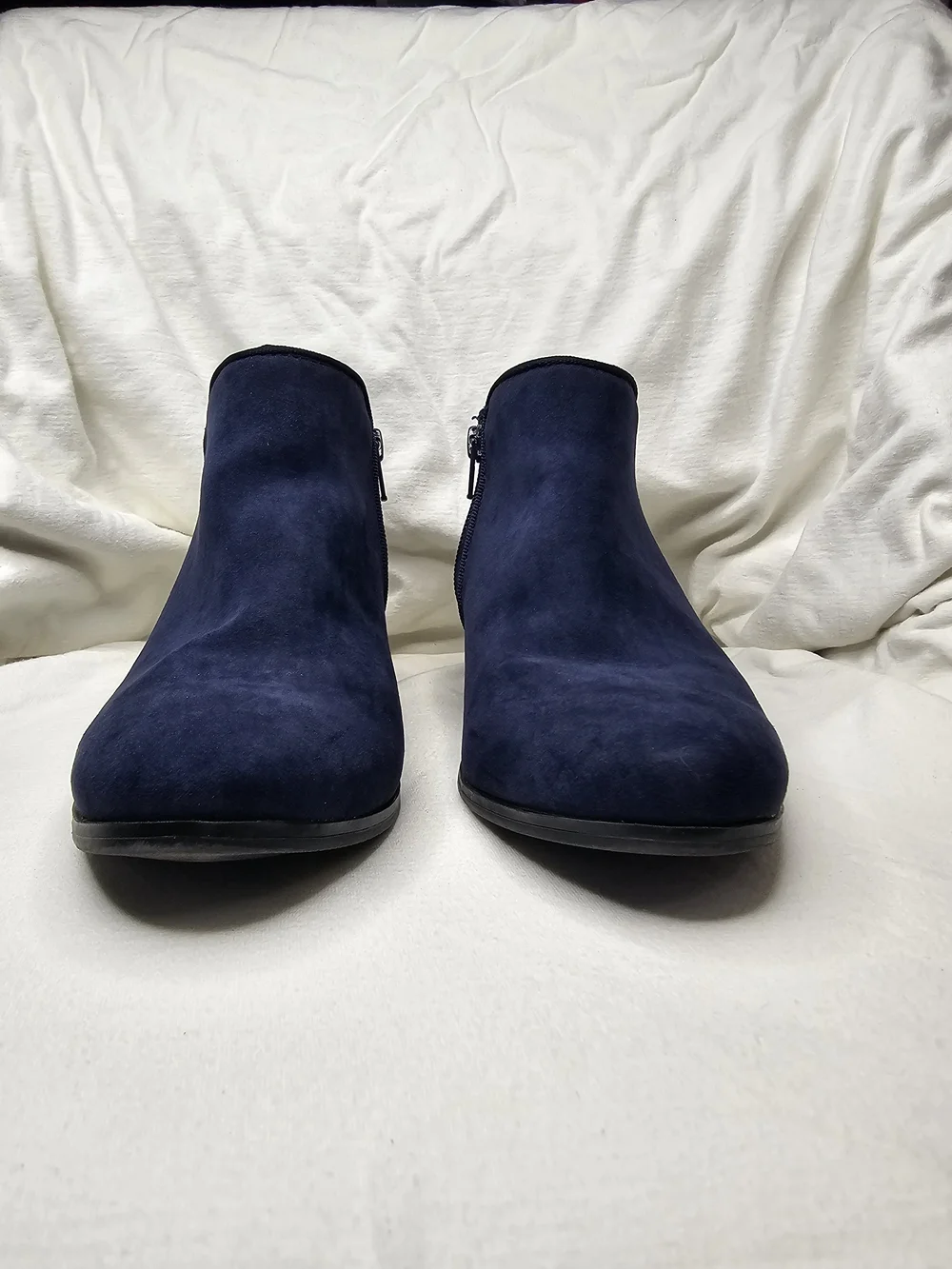 Style & Co. Wileyy Navy Faux Suede Ankle Booties Low Block Heel